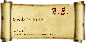 Novák Erik névjegykártya